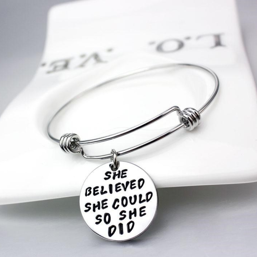 PRICE FIRM ** BRAND NEW ** Darling Inspirational Silver-Tone Bracelet With Charm